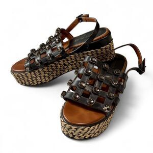 Cafenoir Chunky Platform Black Rhinestone Sandals